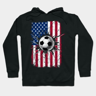 Vintage Soccer 4th of July Men USA American Flag Boys Hoodie